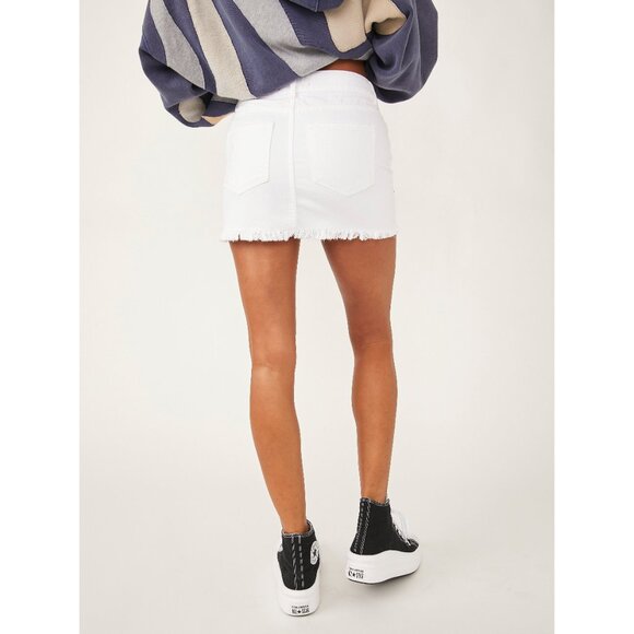 Free People White Distressed Mini Skirt - Picture 5 of 9